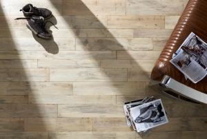 Orange wood parquet flooring